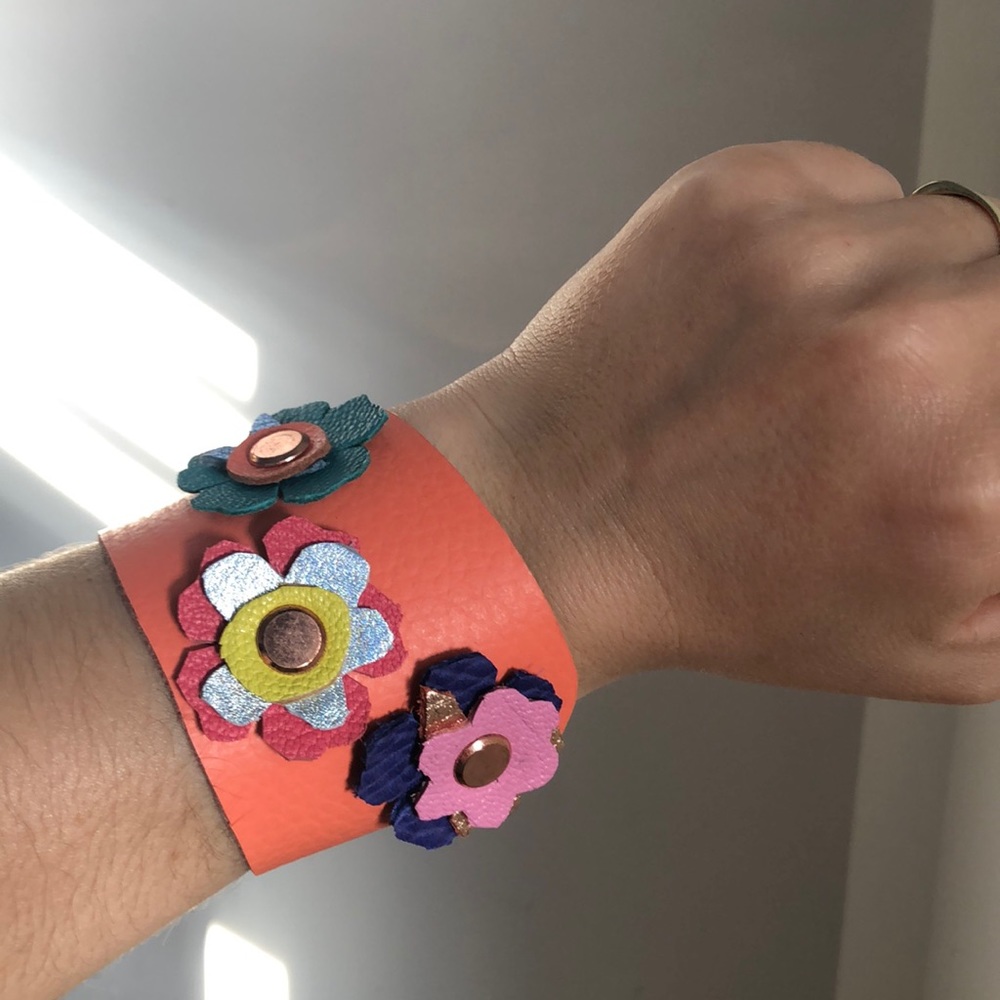 Genuine leather bracelet cuff